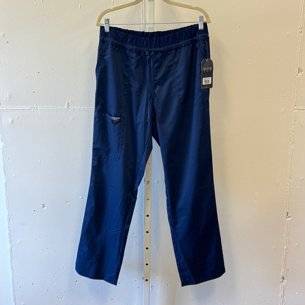 NWT Cherokee‎ Workwear Professionals Navy Scrub Pants Drawstring Cargo Medium